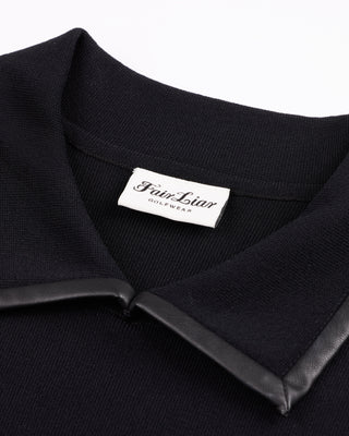 Leather Color Combination Collar Knit (Black)