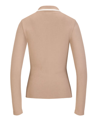 Leather Color Combination Collar Knit (Cocoa)