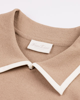 Leather Color Combination Collar Knit (Cocoa)