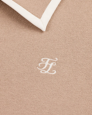 Leather Color Combination Collar Knit (Cocoa)