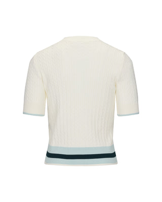 Fair Liar Ribbon Cropped Short Sleeve Knit (Ivory)