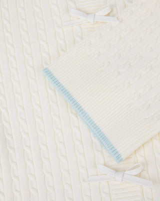 Fair Liar Ribbon Cropped Short Sleeve Knit (Ivory)