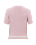 Fair Liar Ribbon Cropped Short Sleeve Knit - Pink