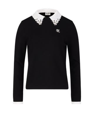 Detachable beaded lace collar knit (Black)