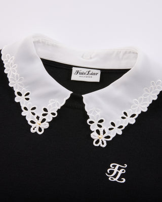 Detachable beaded lace collar knit (Black)