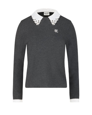Detachable beaded lace collar knit (Charcoal Grey)