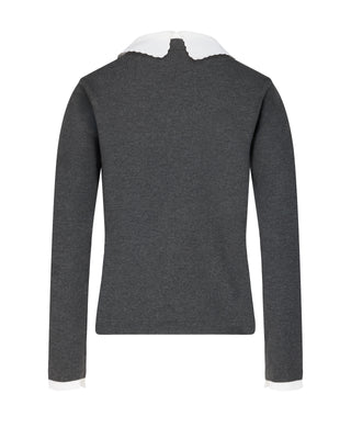 Detachable beaded lace collar knit (Charcoal Grey)
