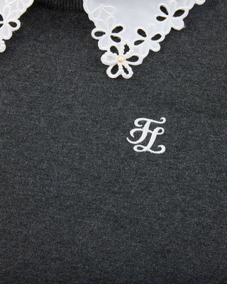 Detachable beaded lace collar knit (Charcoal Grey)