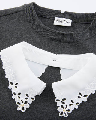 Detachable beaded lace collar knit (Charcoal Grey)