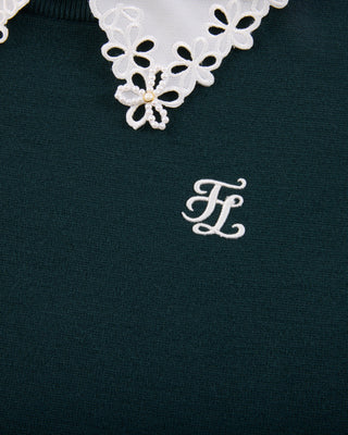 Detachable beaded lace collar knit (Green)