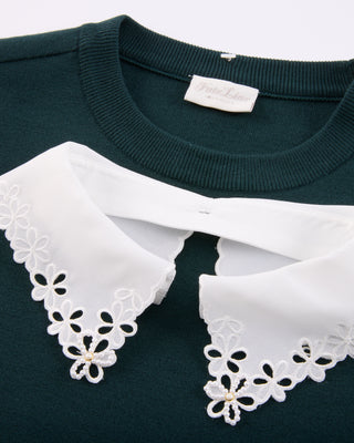 Detachable beaded lace collar knit (Green)