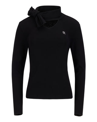 Neck Ribbon Knit Pullover (Black)