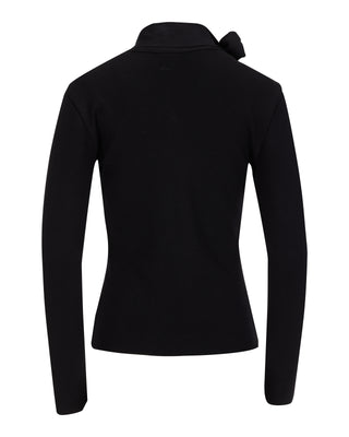 Neck Ribbon Knit Pullover (Black)