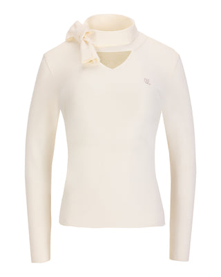Neck Ribbon Knit Pullover (Ivory)