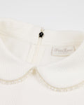 Beaded round collar T-shirt - Ivory