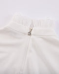 Frill sleeve high neck t-shirt - Ivory