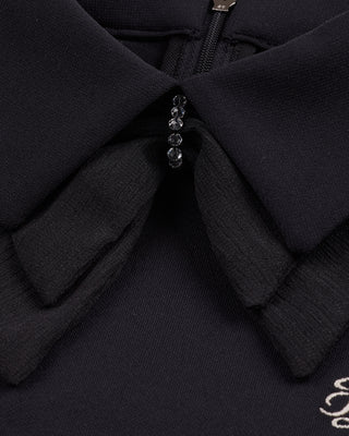 Double chiffon ribbon collar T Shirt (Black)