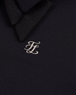 Double chiffon ribbon collar T Shirt (Black)