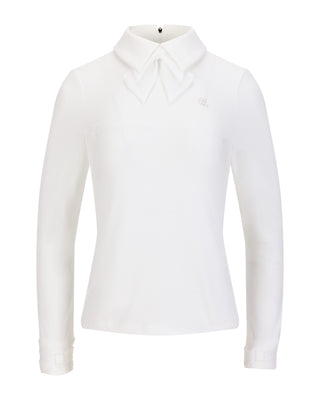 Double chiffon ribbon collar T Shirt (Ivory)