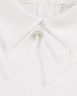 Double chiffon ribbon collar T Shirt (Ivory)