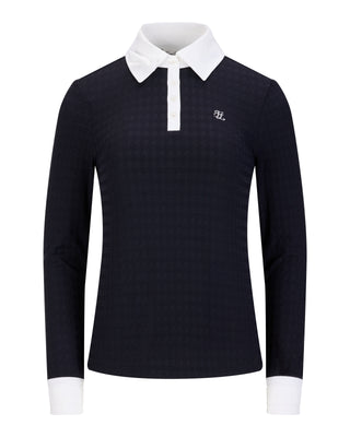 Houndstooth jacquard collar T Shirt (Black)