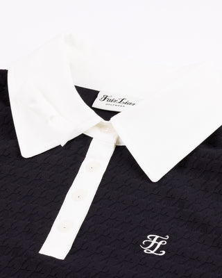 Houndstooth jacquard collar T Shirt (Black)