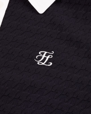 Houndstooth jacquard collar T Shirt (Black)