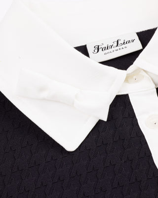 Houndstooth jacquard collar T Shirt (Black)