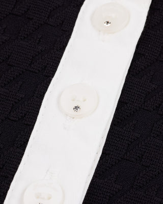 Houndstooth jacquard collar T Shirt (Black)