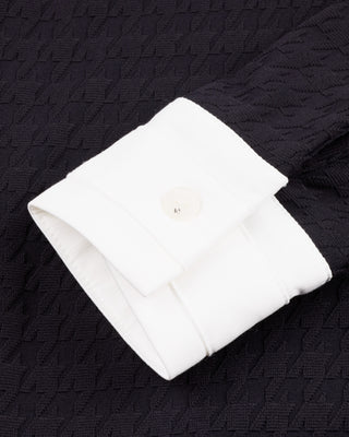 Houndstooth jacquard collar T Shirt (Black)