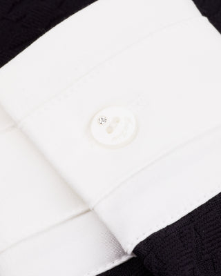 Houndstooth jacquard collar T Shirt (Black)