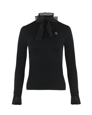 Chiffon Ribbon Windproof Inner T Shirt (Black)