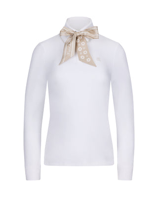 Pearl collar T Shirt with scarf (Ivory)