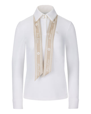 Pearl collar T Shirt with scarf (Ivory)