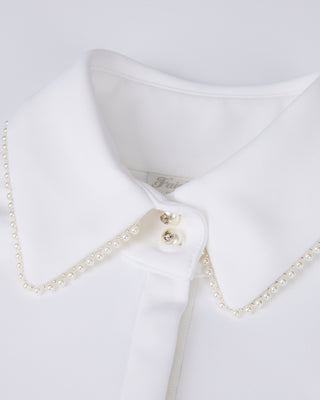 Pearl collar T Shirt with scarf (Ivory)