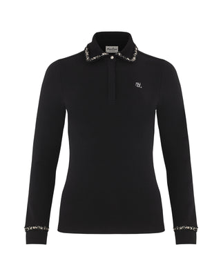 Tweed color scheme collar T Shirt (Black)