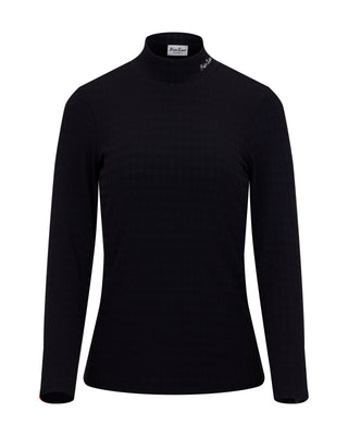 Houndstooth Jacquard High Neck T Shirt (Black)