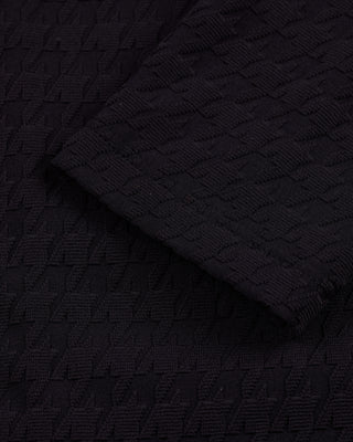 Houndstooth Jacquard High Neck T Shirt (Black)