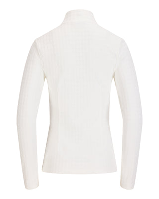 Houndstooth Jacquard High Neck T Shirt (Ivory)