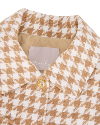 Houndstooth Checkered Quilted Vest (Beige)