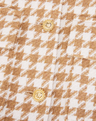 Houndstooth Checkered Quilted Vest (Beige)