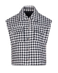 Houndstooth Checkered Quilted Vest - Black