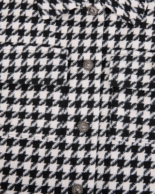 Houndstooth Checkered Quilted Vest (Black)