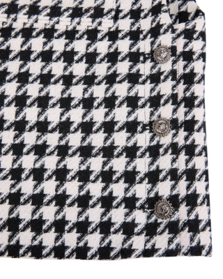 Houndstooth Checkered Quilted Vest (Black)