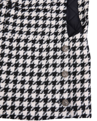 Houndstooth Checkered Quilted Vest (Black)
