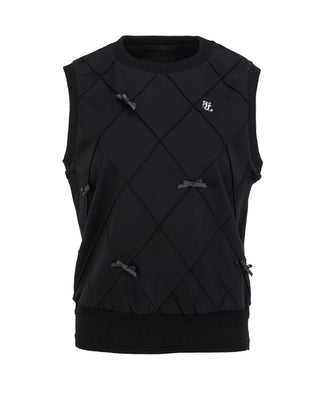 Ribbon Detailed Windproof Vest (Black)