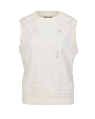 Ribbon Detailed Windproof Vest (Cream)