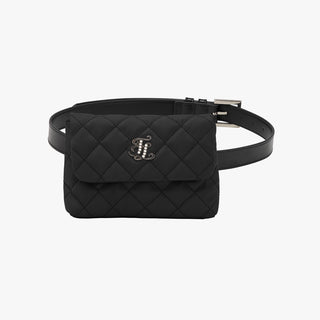 Pearl Logo Quilted Belted Bag (Black)