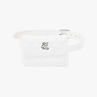 Pearl Logo Quilted Belted Bag (White)