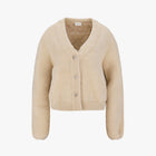 Furry V-neck Cardigan (Beige)